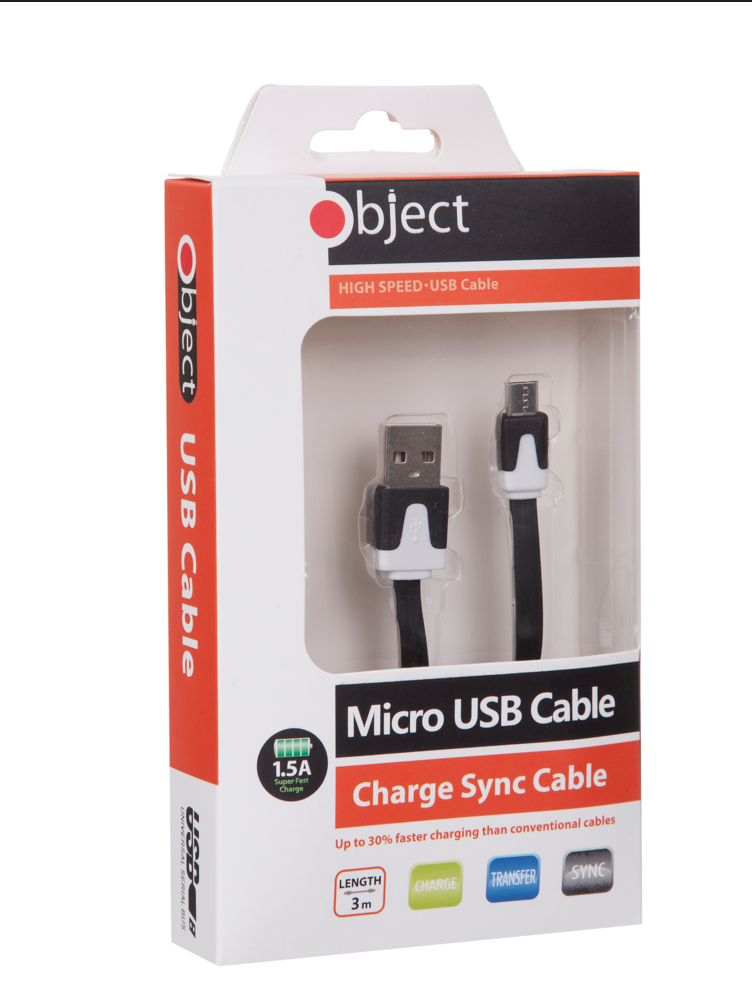 3M Micro USB Cable Flat Tresse Nylon Chargeur Cable Data Sync Fil Orange 
